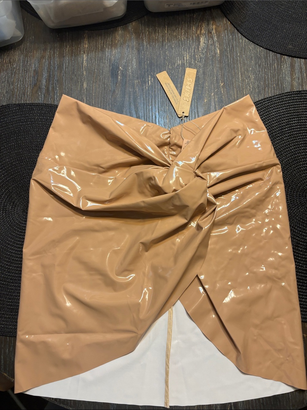 SKIMS Women texture bikini sarong Swim Mini Skirt medium ochre